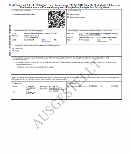 BIO-Zertifikat bis  Jan27